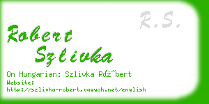 robert szlivka business card